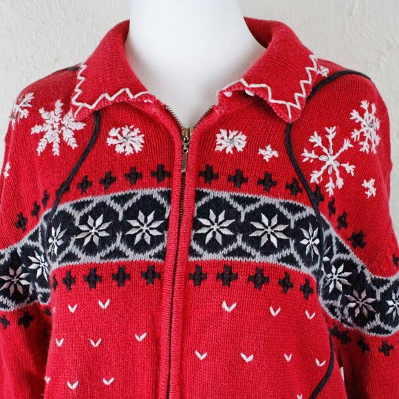 Designers Originals Studio Joy Christmas holiday sweater cardigan mitten pockets - Picture 4 of 8